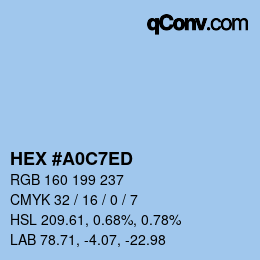 颜色代码: HEX #A0C7ED | qconv.com