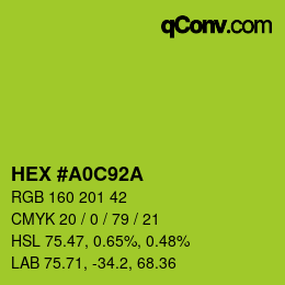Color code: HEX #A0C92A | qconv.com