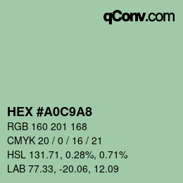 Color code: HEX #A0C9A8 | qconv.com