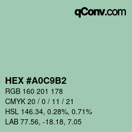 Color code: HEX #A0C9B2 | qconv.com