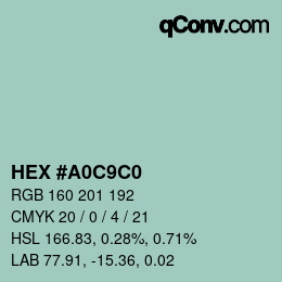 カラーコード: HEX #A0C9C0 | qconv.com