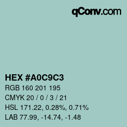カラーコード: HEX #A0C9C3 | qconv.com