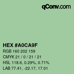 Color code: HEX #A0CA9F | qconv.com