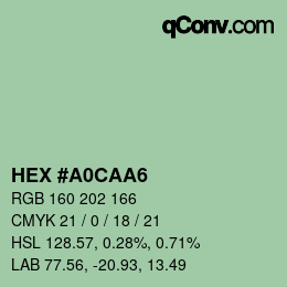 Código de color: HEX #A0CAA6 | qconv.com