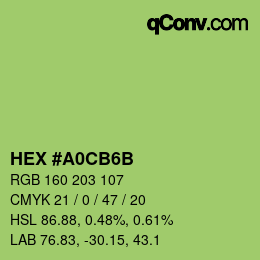 Color code: HEX #A0CB6B | qconv.com