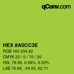 Color code: HEX #A0CC3E | qconv.com