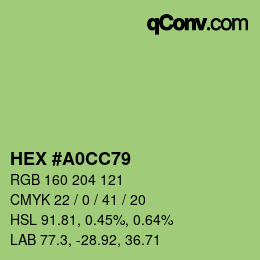 Color code: HEX #A0CC79 | qconv.com