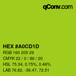 Color code: HEX #A0CD1D | qconv.com