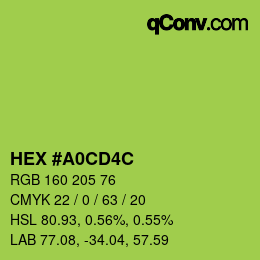 Código de color: HEX #A0CD4C | qconv.com