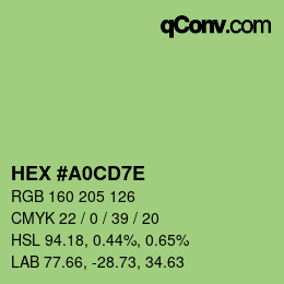 Color code: HEX #A0CD7E | qconv.com