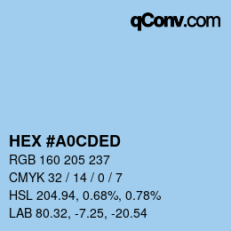 Color code: HEX #A0CDED | qconv.com
