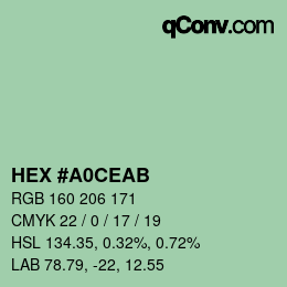 Color code: HEX #A0CEAB | qconv.com