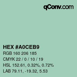 Color code: HEX #A0CEB9 | qconv.com