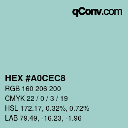 Color code: HEX #A0CEC8 | qconv.com