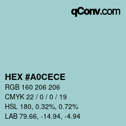 Color code: HEX #A0CECE | qconv.com