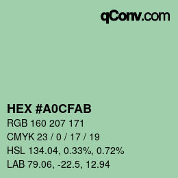 Color code: HEX #A0CFAB | qconv.com