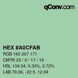 Color code: HEX #A0CFAB | qconv.com