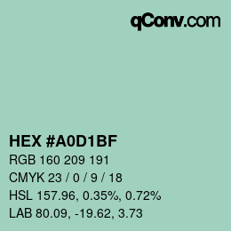 Color code: HEX #A0D1BF | qconv.com