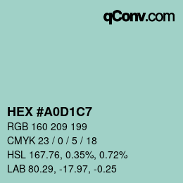 颜色代码: HEX #A0D1C7 | qconv.com