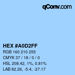 Color code: HEX #A0D2FF | qconv.com