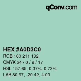 Color code: HEX #A0D3C0 | qconv.com