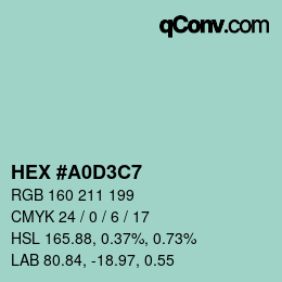 カラーコード: HEX #A0D3C7 | qconv.com