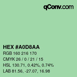 Farbcode: HEX #A0D8AA | qconv.com