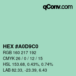 Color code: HEX #A0D9C0 | qconv.com