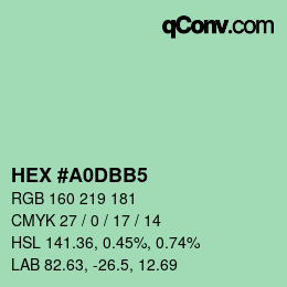 カラーコード: HEX #A0DBB5 | qconv.com