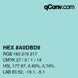 Color code: HEX #A0DBD9 | qconv.com