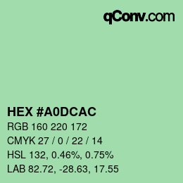 カラーコード: HEX #A0DCAC | qconv.com