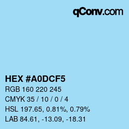 Código de color: HEX #A0DCF5 | qconv.com