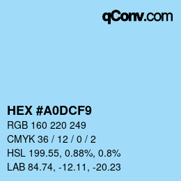 カラーコード: HEX #A0DCF9 | qconv.com