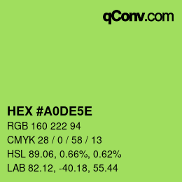 Color code: HEX #A0DE5E | qconv.com