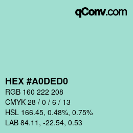 Color code: HEX #A0DED0 | qconv.com