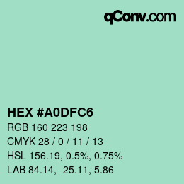 颜色代码: HEX #A0DFC6 | qconv.com