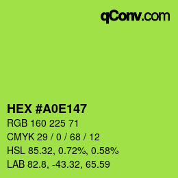 Code couleur: HEX #A0E147 | qconv.com