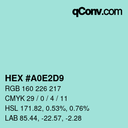 Color code: HEX #A0E2D9 | qconv.com