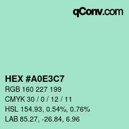Color code: HEX #A0E3C7 | qconv.com