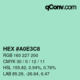 Color code: HEX #A0E3C8 | qconv.com