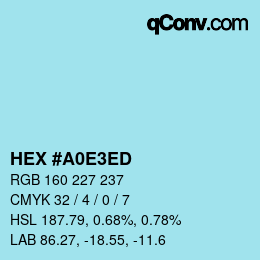 カラーコード: HEX #A0E3ED | qconv.com