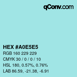 Farbcode: HEX #A0E5E5 | qconv.com