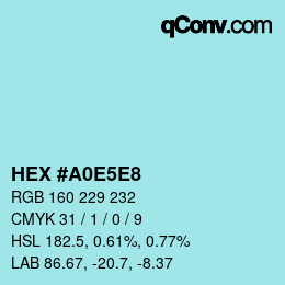 Color code: HEX #A0E5E8 | qconv.com