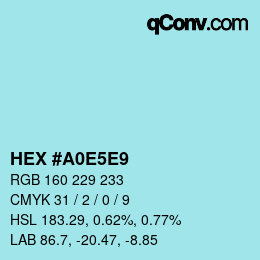 Color code: HEX #A0E5E9 | qconv.com