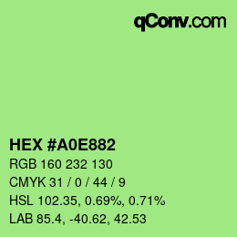Farbcode: HEX #A0E882 | qconv.com