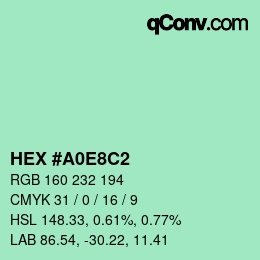 カラーコード: HEX #A0E8C2 | qconv.com