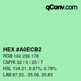 Color code: HEX #A0ECB2 | qconv.com