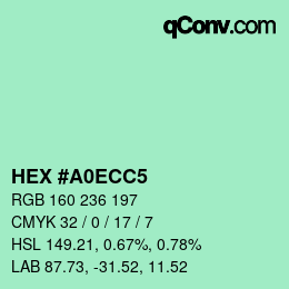 カラーコード: HEX #A0ECC5 | qconv.com