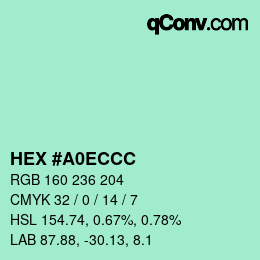 カラーコード: HEX #A0ECCC | qconv.com