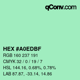 Color code: HEX #A0EDBF | qconv.com